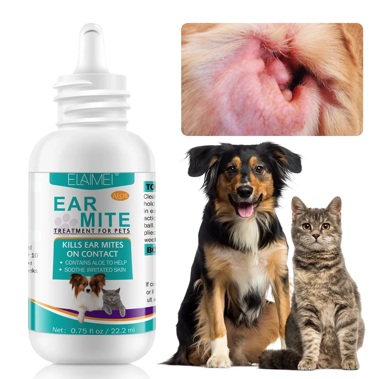 Dog Ear Cleaner Solution Pet Ear Drop Ear Cleaning Ear DropsInfection Control Yeast Mites Removes Ear Mites Scientific Formula