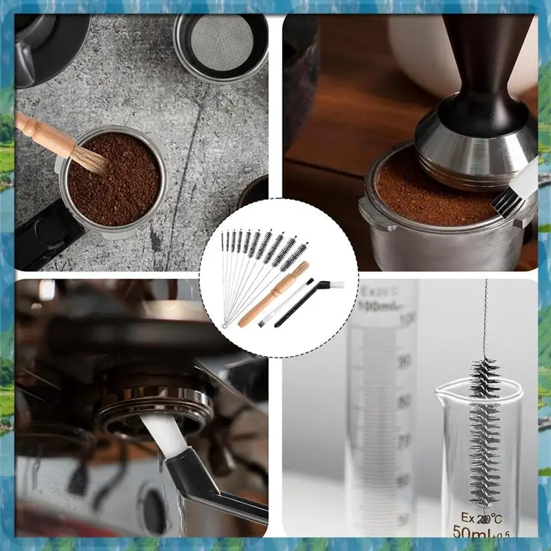 AB07 cepillo molinillo de café caliente 13 Uds cepillo de café Kit de cepillos de limpieza de máquina de Espresso para limpieza de máquinas de Espresso