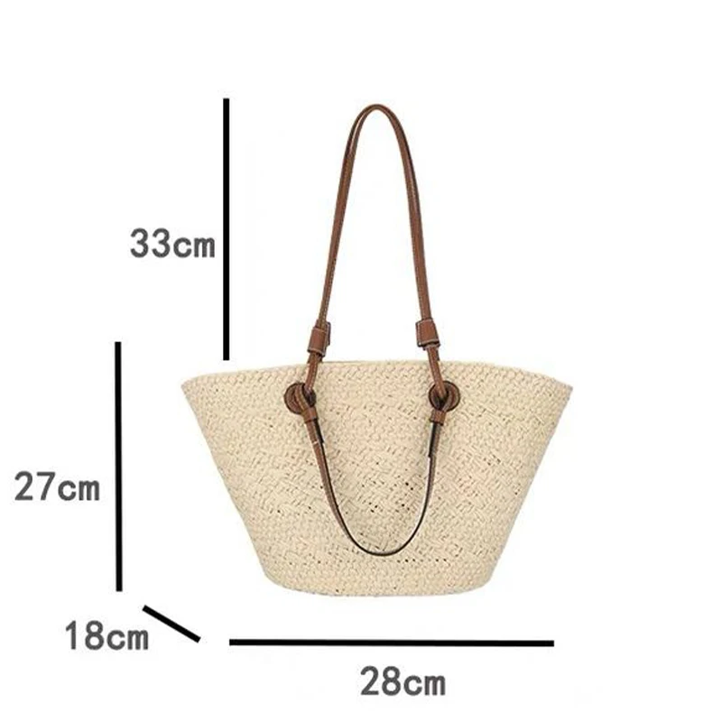 Perfect Vacation Storage Bag Largecapacity Straw Woven Tote Bag Women Summer Beach Bag Casual French Style Underarm Shoulder Bag - view 6