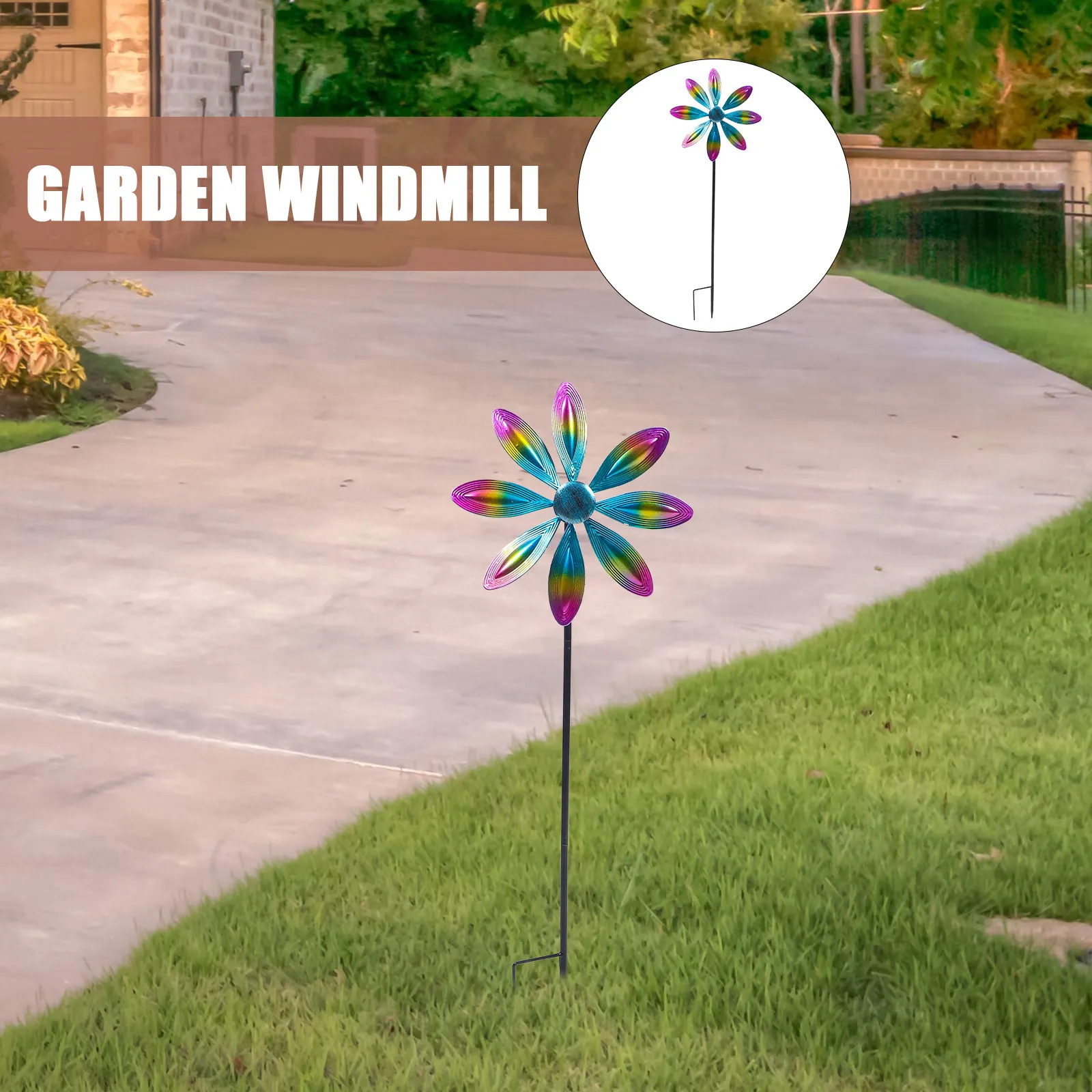 Garden Windmill Outdoor Metal Rotating Windmill Decor for Yard Garden Park Courtyard Decorative Pinwheel Landscape Decoration