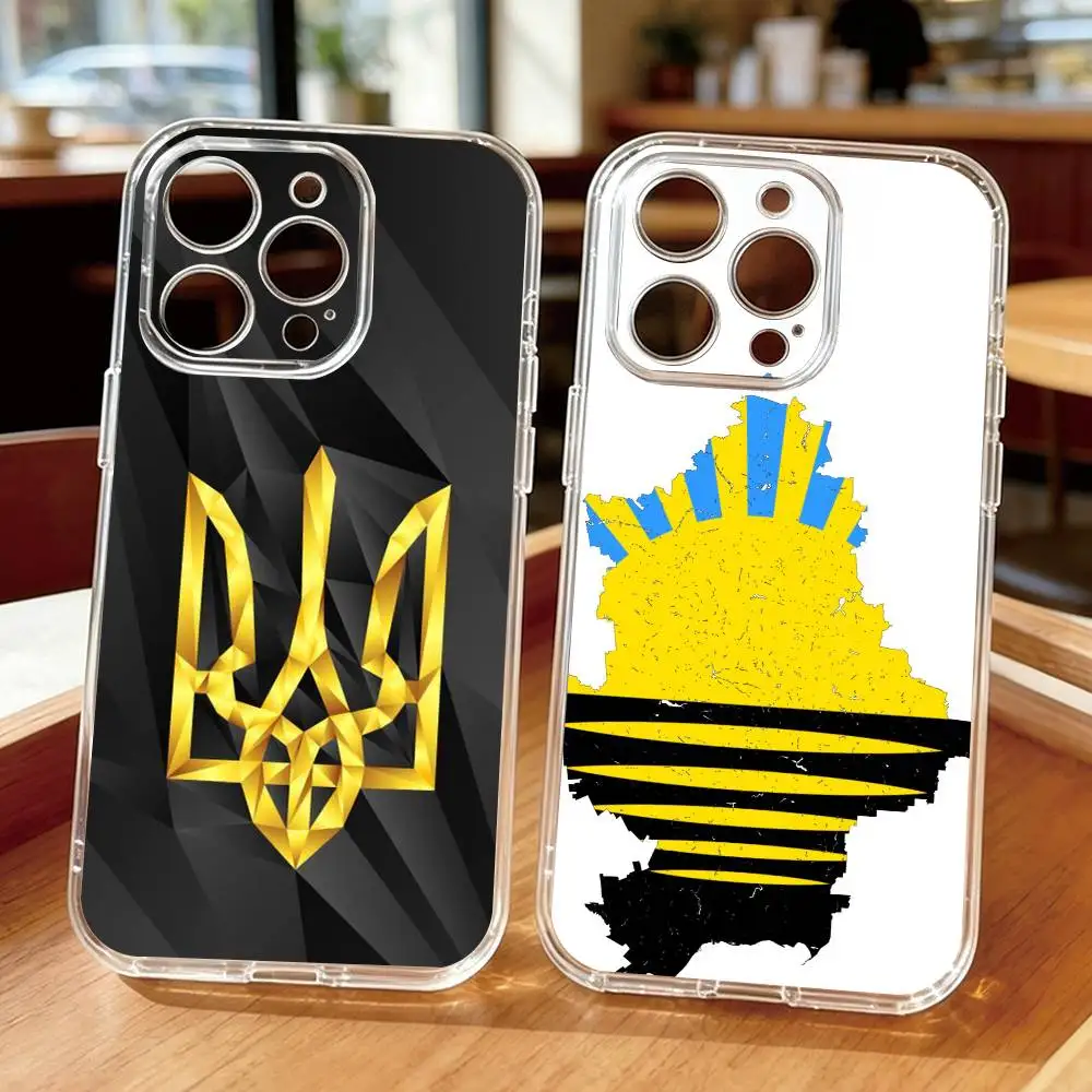 Ukraine Flag Ukrainian MAP  Phone Case Transparent Silicone Soft For iPhone 17 16 15 14 13 12 11 Mini Pro Max Plus