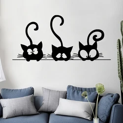 3 Funny Cats Wall Stickers For Living Room and Bedroom Home Decoration with Funny Eyes