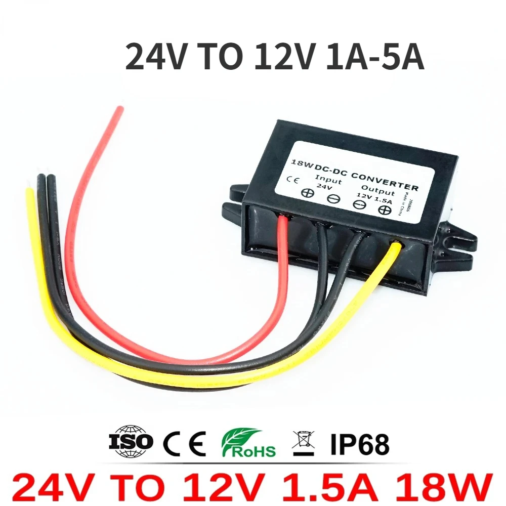 24V TO 12V 1.5A 3A 5A Buck DC DC Power Converter 24Volt to 12Volt Step Down Voltage Converter Regulator Power Supply Car Module