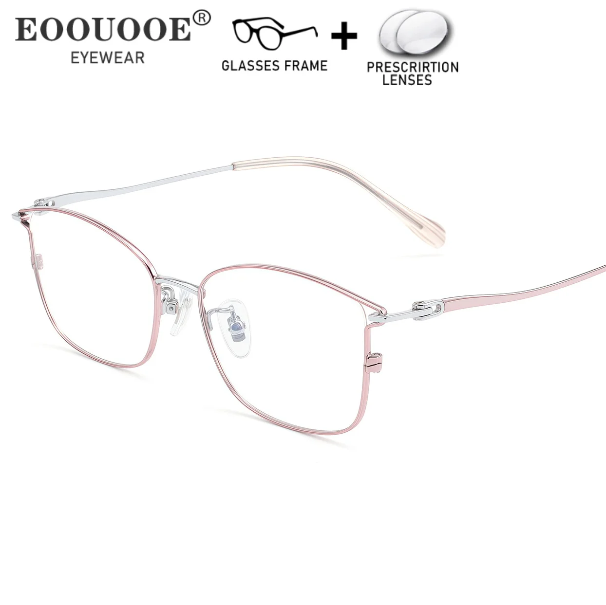 

New Titanium Purple; Pink Glasses Women Optical Prescription Lenses Progressive Myopia Reading Eyeglasses Anti-reflection