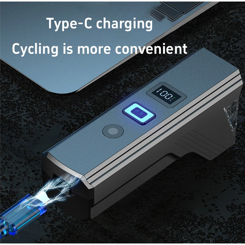Cycling Light Type-c Charging Digital Display Night Riding Lighting Rechargeable Flashlight Automatic Sensor Cycling Accessories
