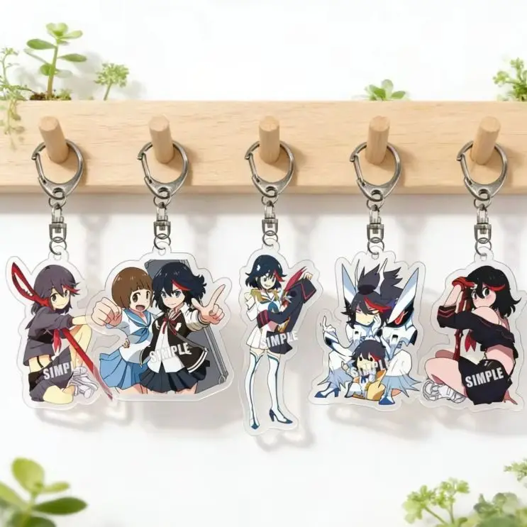 6CM Q-Version KILL LA KILL Anime HD Acrylic Keychain Ryuko Matoi Satsuki Kiryuin Bag Car Key Chain Fan Accessories Pendant Gifts