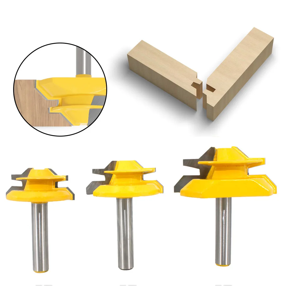 

1PC 8MM Shank Milling Cutter Wood Carving 45 Degree Lock Miter Router Bit 1/2 Stock Medium Lock Miter Milling Bit Wood Carving