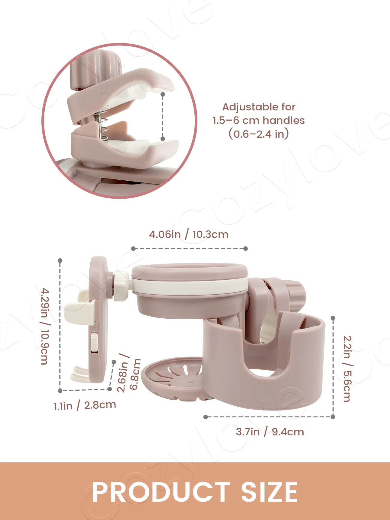 3‑in‑1 Stroller Cup Holder with Phone Holder, Universal Baby Stroller Drink Holder, Double Cup Organizer for Stroller, Wagon