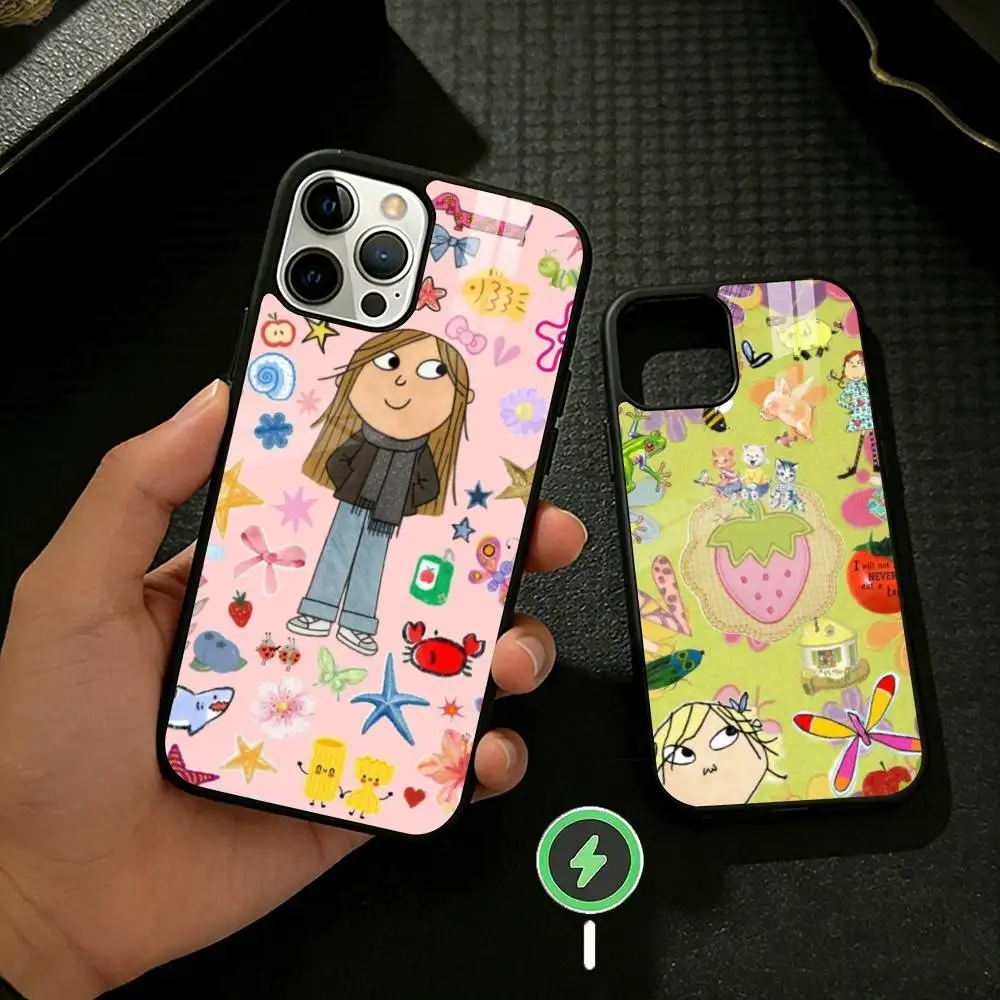 

C-Charlie And L-Lola Anime Phone Case For iPhone 17 16 15 14 13 12 Pro Max Plus for Mirror Wireless Magnetic Cover