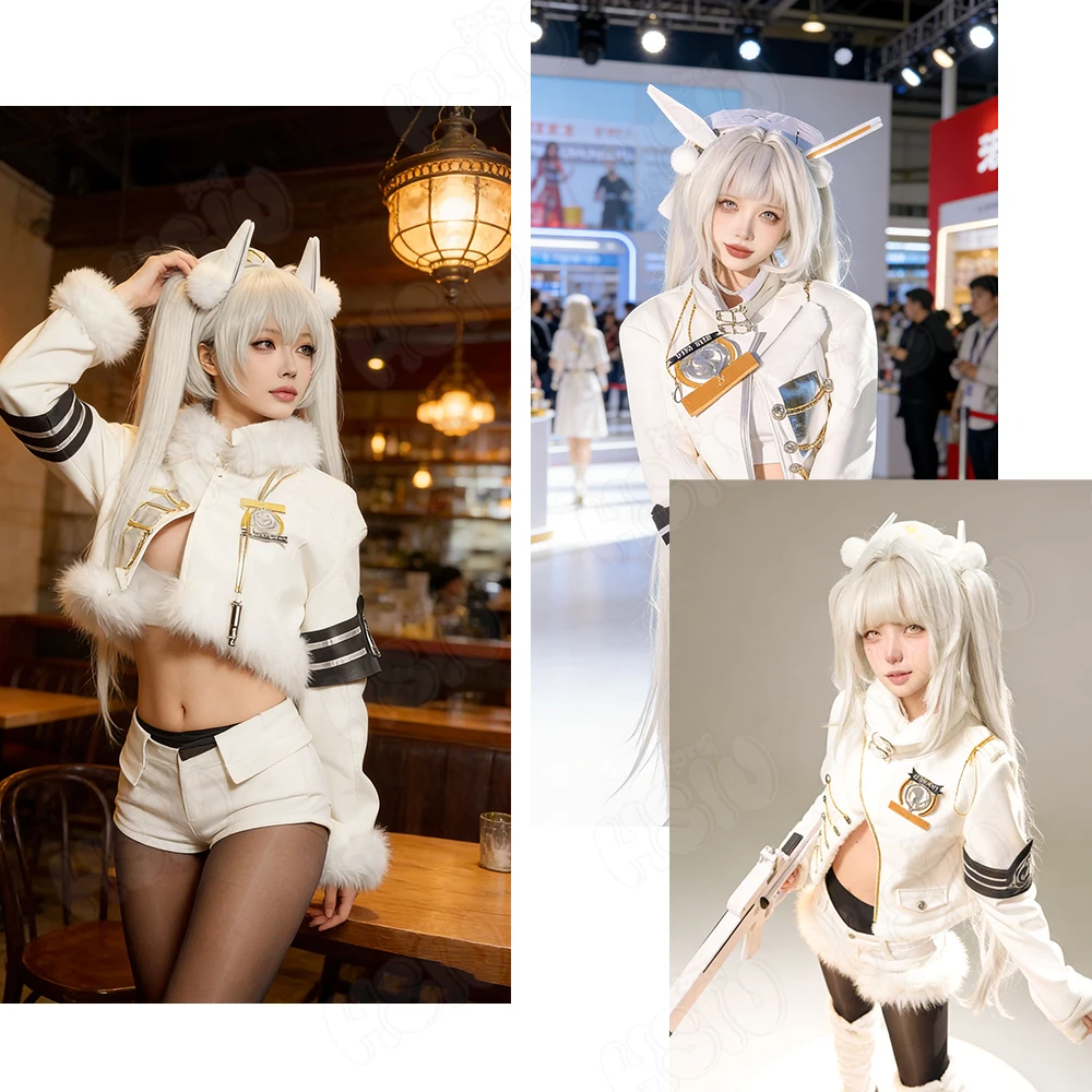Blanche‌ Cosplay Wig Fiber synthetic wig「HSIU」Pink yellow long Wig+Wig cap Game NIKKE The Goddess of Victory Velvet Cosplay
