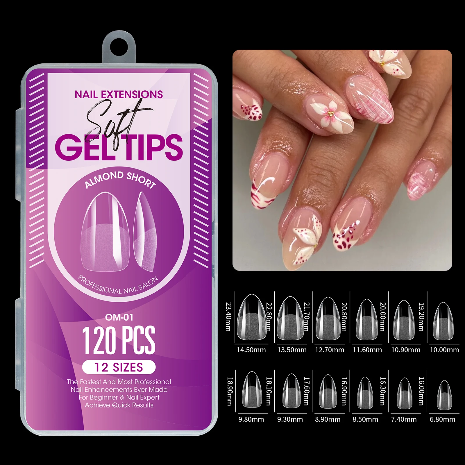 120 Stück Halbmatte Verlängerungs-Gel-Tips, Mandel-, Stiletto-, Coffin- und French-Form, Künstliche Nägel, Vollabdeckung, Acryl, für Salon und Zuhause, Press-On-Nägel – Detail 10