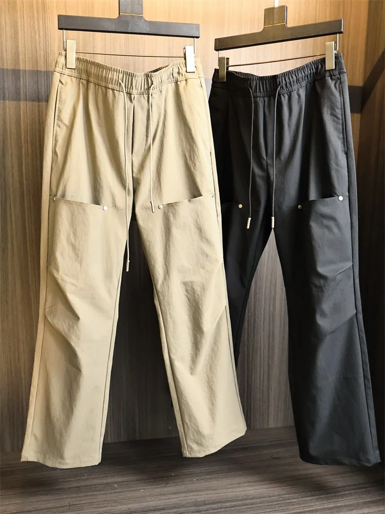 

Мужские повседневные брюки, прямые дышащие, приятные для кожи, с двойной складкой, модные осенние брюки для отдыха