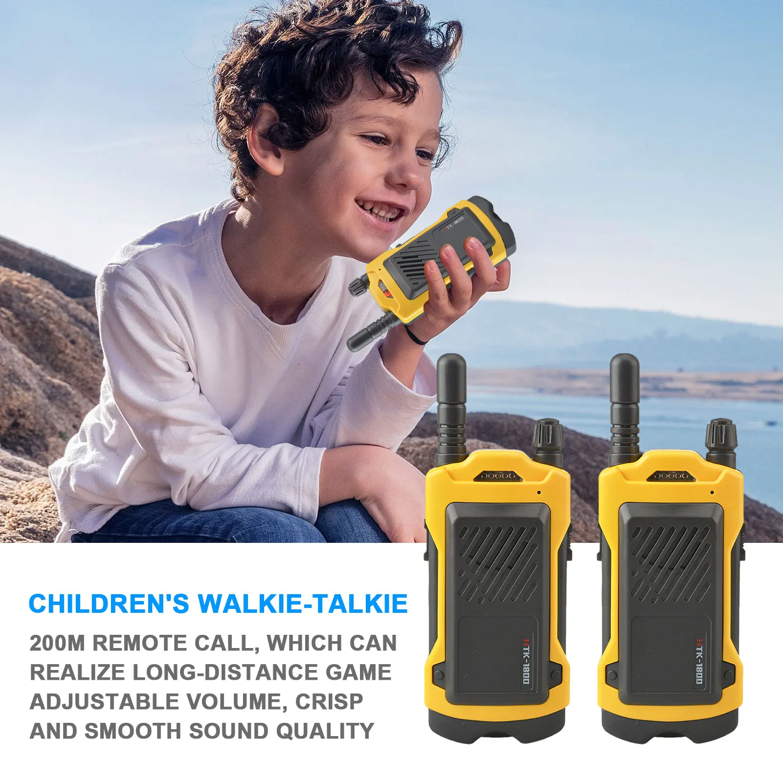 Kids Walkie Talkies Toy 2-Pcs Kids Walkie Talkies 200meters Range Radio Toys For Outside Camping Hiking Toys For 3-12-Year-Old