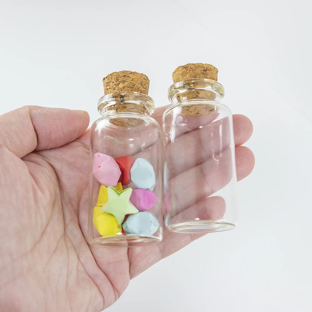 25ml Transparent Wedding Decoration Glass Bottles Reusable Eco-Friendly Cosmetic Jars Crafts Packaging Empty Vials 12Pcs