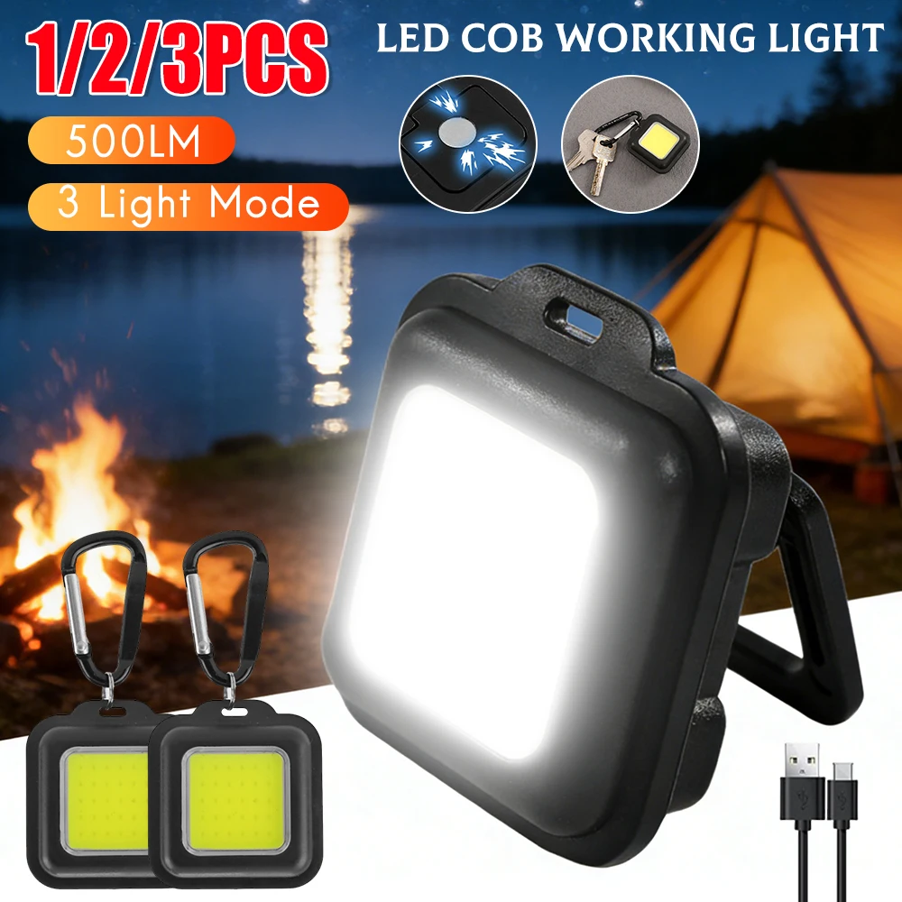 

Mini LED Flashlight Magnetic COB Flashlight Keychain Light Portable USB Rechargeable Spotlights For Outdoor Work Lights ﻿