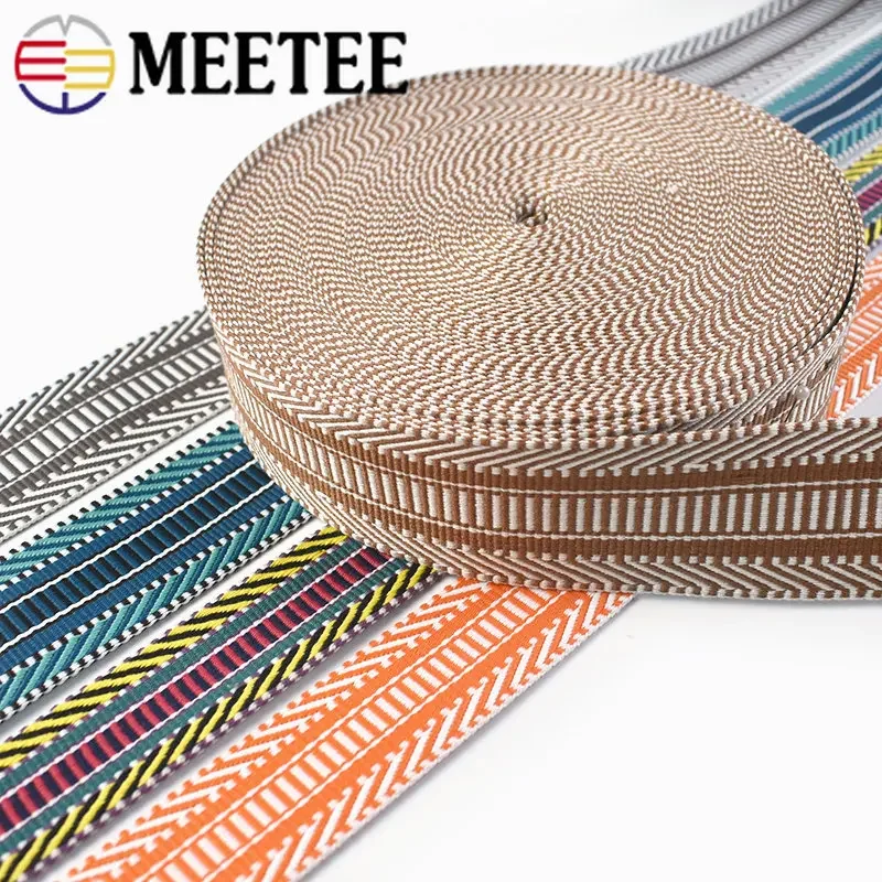 2Meters 38mm Polyester Cotton Jacquard Webbing Tapes 2mm Thick Bag Strap Belt Lace Ribbons DIY Garment Textile Sewing Decoration