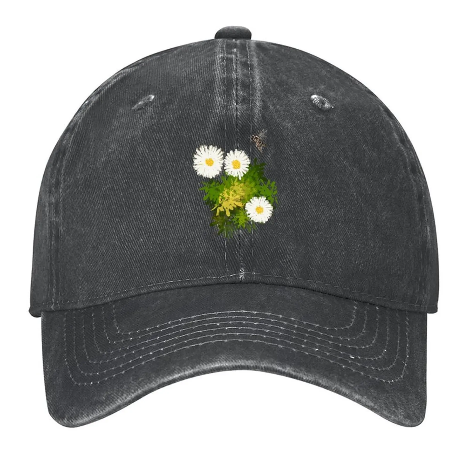 

Flowers and Bee Baseball Cap fishing hat Thermal Visor Golf Wear funny hat For Man Women's