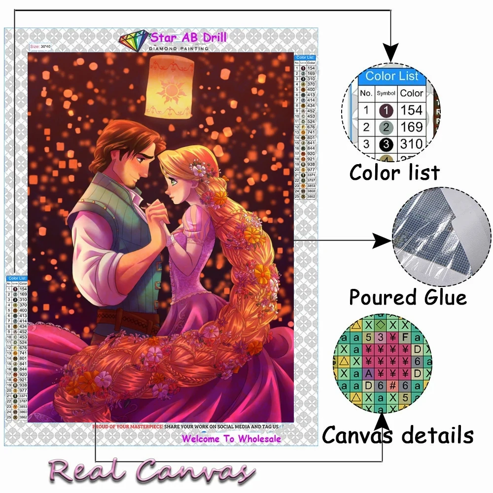 Disney Princess Girl Fairy Dust Diamond Painting Kits Embroidery Mosaic Little Mermaid Snow White Crosss Stitch Home Decor Gift