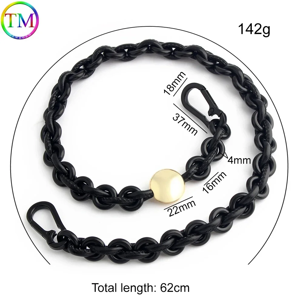 1/5/10PCS 62cm Long Black Acrylic Drawstring Bag Chain For Women Handbag Handles Shoulder Straps Chains Lanyard Accessories