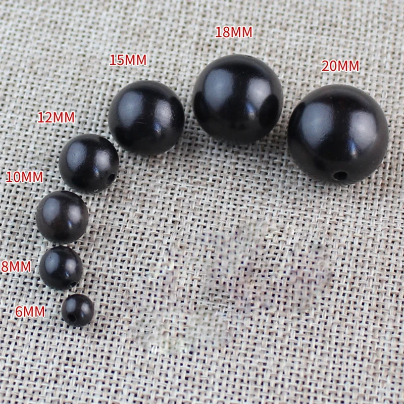 1pack Natural Black/Red Sandalwood Wood Round Beads 6-20mm Multi Size Bracelets Necklace Wooden Ball Bead Spacers DIY Jewelrys