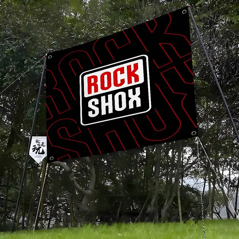 R-Rock-Shox Mountain Bike Colorful Flag Wall Hanging Bohemian Wall Banner Mandala Indoor Art Decor