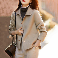 Women's Short Coat 2024 Autumn New Button Slim Jacket Female Solid Color Khaki Turndown Collar Korean Jackets for Women