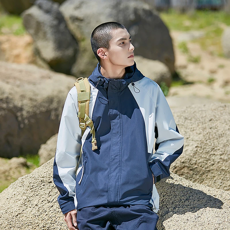 

Unisex Fashion Jackets Casual Hooded Windbreaker Outdoor Urban Wear Breathable Fabric Basic Coat Color Block Outerwear Autumn
