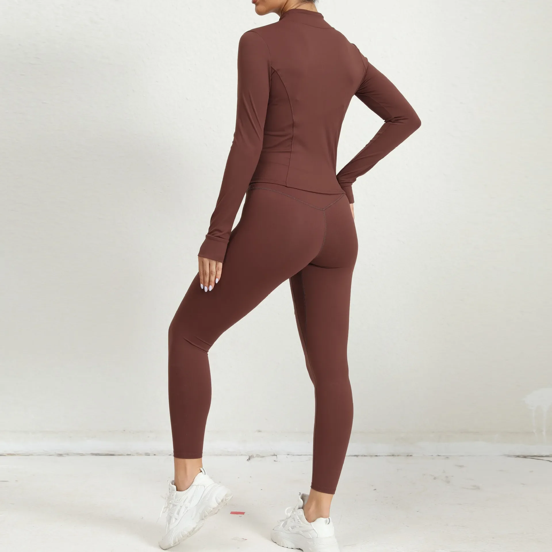 Winter Outdoor Sports Tight Yoga Suit, Nude Fitness Suit, Shock-proof High-waisted Yoga Suit Three-piece Set