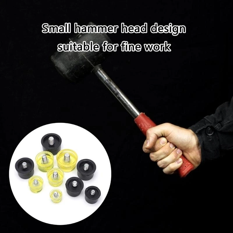10pcs Rubber Striking Head Replacement Set Yellow Black Tip Suitable for Plastic Hammer Use Furniture Assembly and Craft