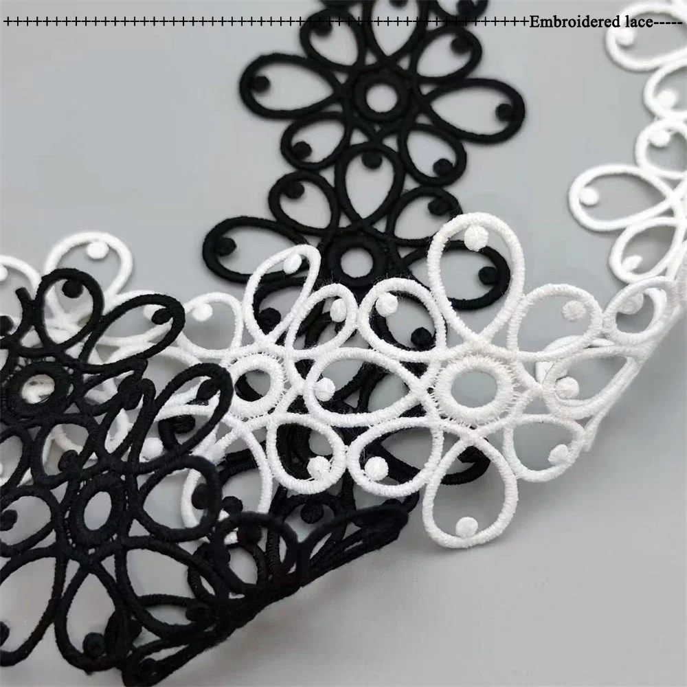 6CM Wide Luxury White Black Lace Water Soluble Embroidered Lace Neckline Collar Ribbon Trim Women Dress DIY Sewing Supplies