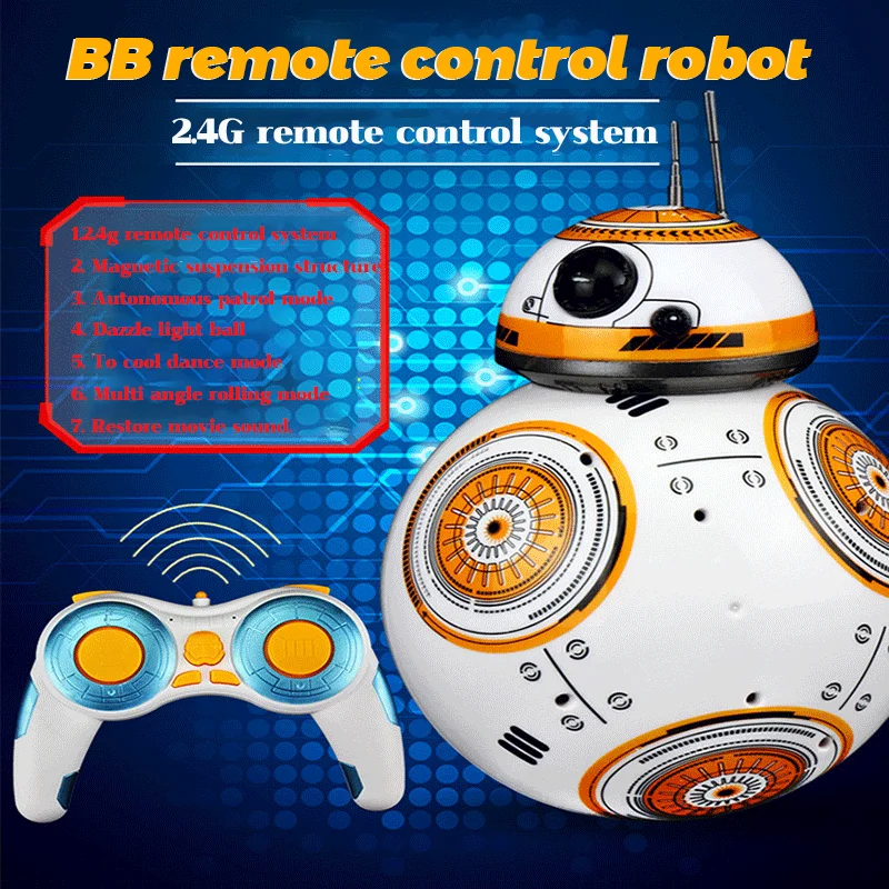 Disney Star Wars Smart Remote Control Bb 8 Robot 2.4g Remote Control Doll Spherical Robot Model Toys For Children Gift