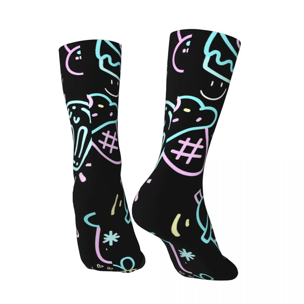 Crazy compression Sweet Treats & Smiles Pattern Art Print Sock for Men Harajuku Quality Pattern Crew Sock Casual