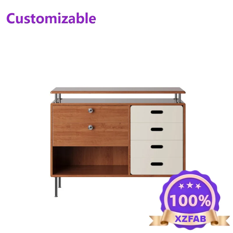 Factory Direct 2026 Solid wood medieval style dining side cabinet simple design living room tea side cabinet against the wall