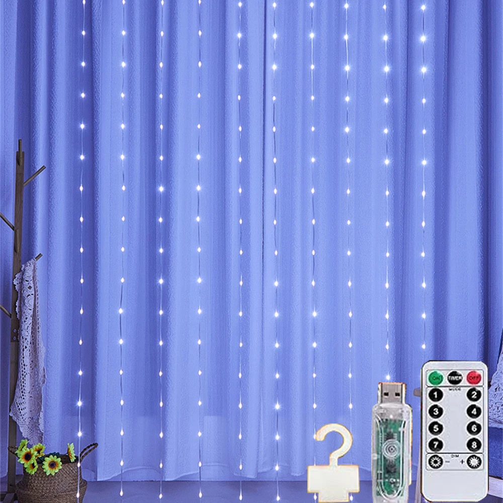Curtain Fairy Light Waterfall 3x3m 280 LEDs Window Light 5V USB Waterproof Outdoor String Light for Christmas Patio Wall Decor
