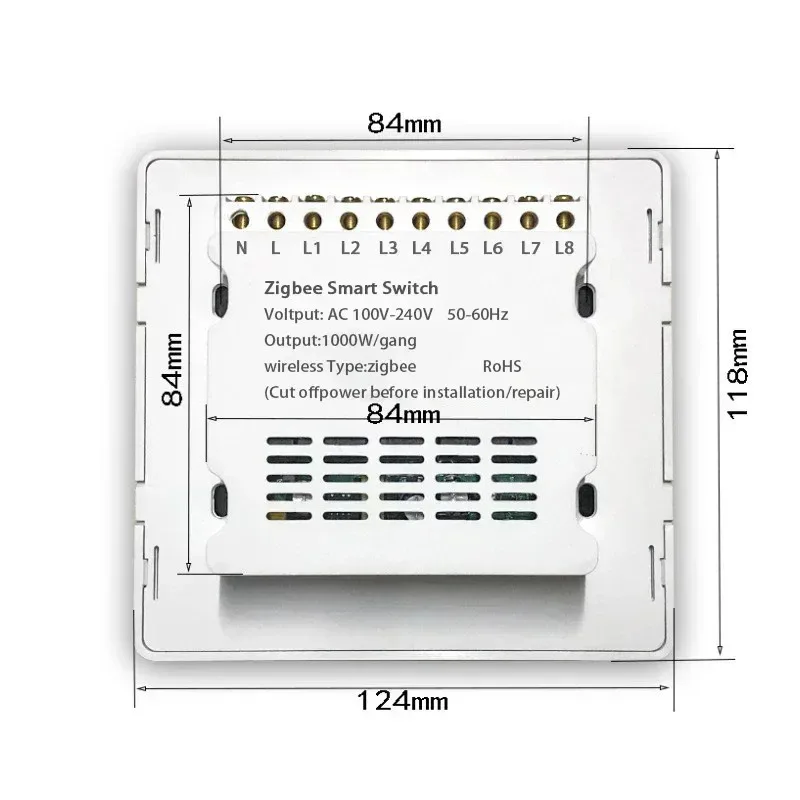 Brasile Tuya Zigbee Interruttore di Luce Pannello Sensore Tocco Tuya Smart Life Filo Neutro 4/6/8 Gang Controllo Remoto da Alexa Dot Google Home