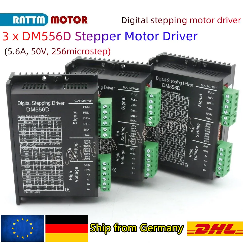 

【EU Stock】3 / 4 Pieces DM556D Digital Stepper Stepping Driver 24-50VDC 5.6A/256 Microstep for CNC Nema23 Stepper Motor