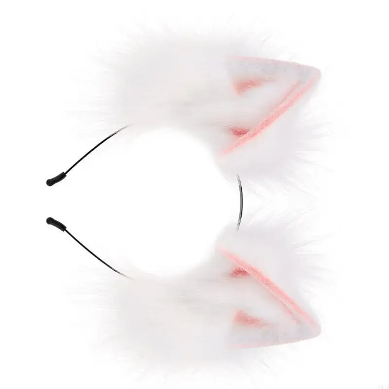 

M6CD Realistic Foxes Ear Headbands Carnivals Party Plush Headpiece Movie Enthusiasts Party Role Play Animes Makeup Hairband