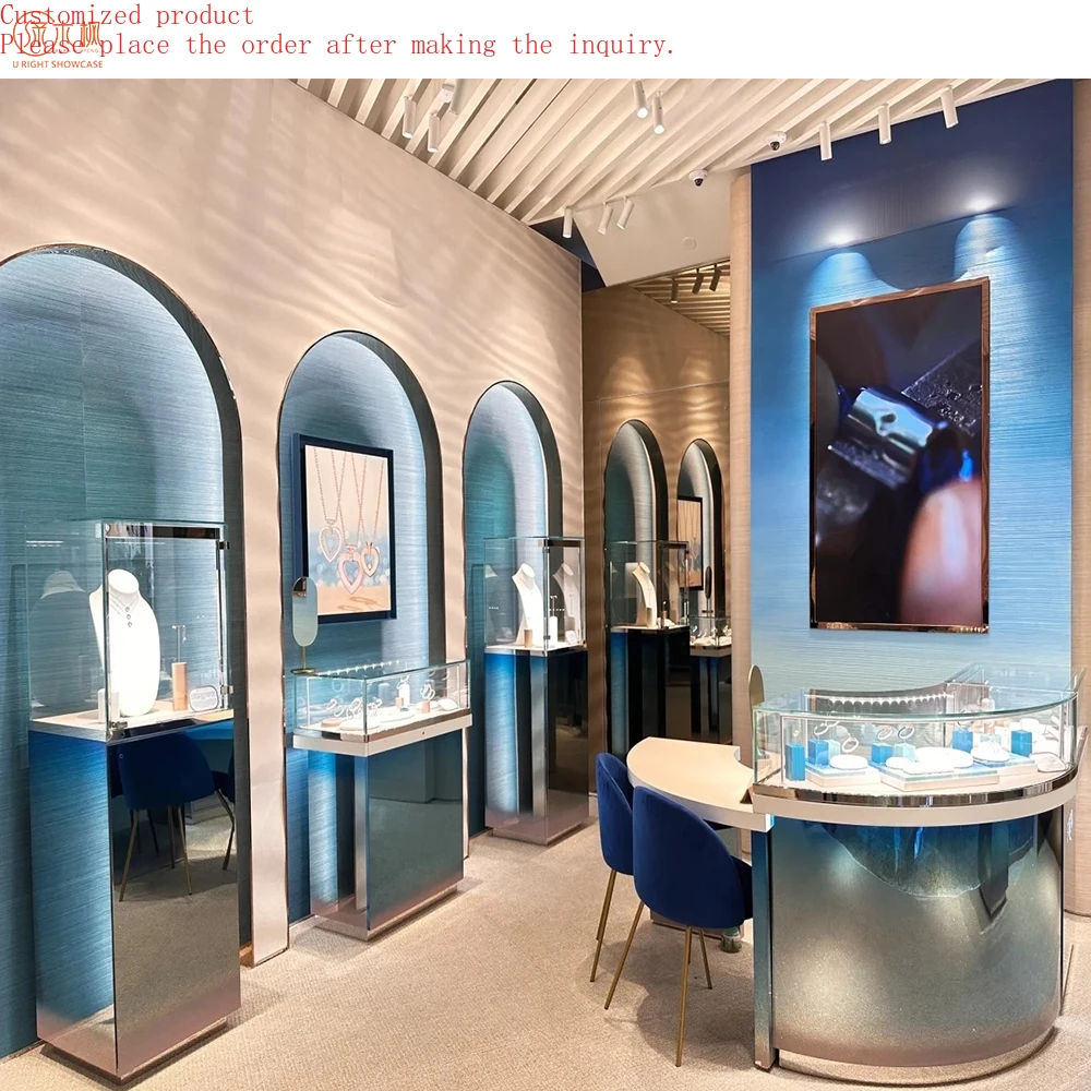 

Mirror Stainless Steel Retail Jewellery Display Cabinets Custom High-end Professional Watch Display Cases Design