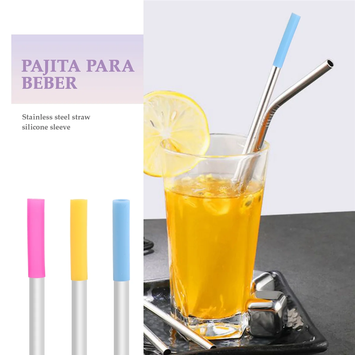 10pcs Assorted Colors Reusable Silicone Straws Tips Covers for 0.24inch 6mm Stainless Steel Drinking Straw