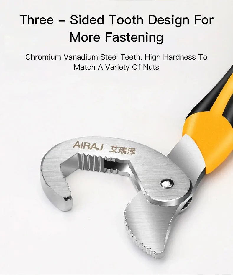 AIRAJ Adjustable Wrench Large Opening Multifunctional Pipe Wrench Universal Wrench Tool Adjustable Bathroom Quick Dual-Purpose