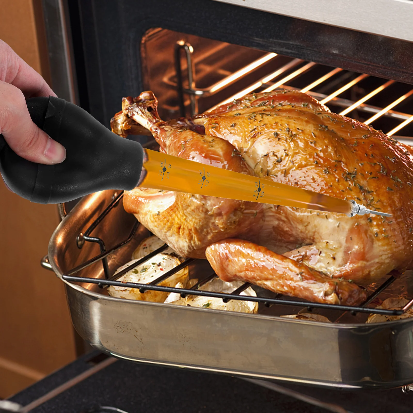 

Stainless Steel Turkey Baster Meat Injector Needle Kitchen BBQ Party Supplies Food Condiment Injector Durable Design