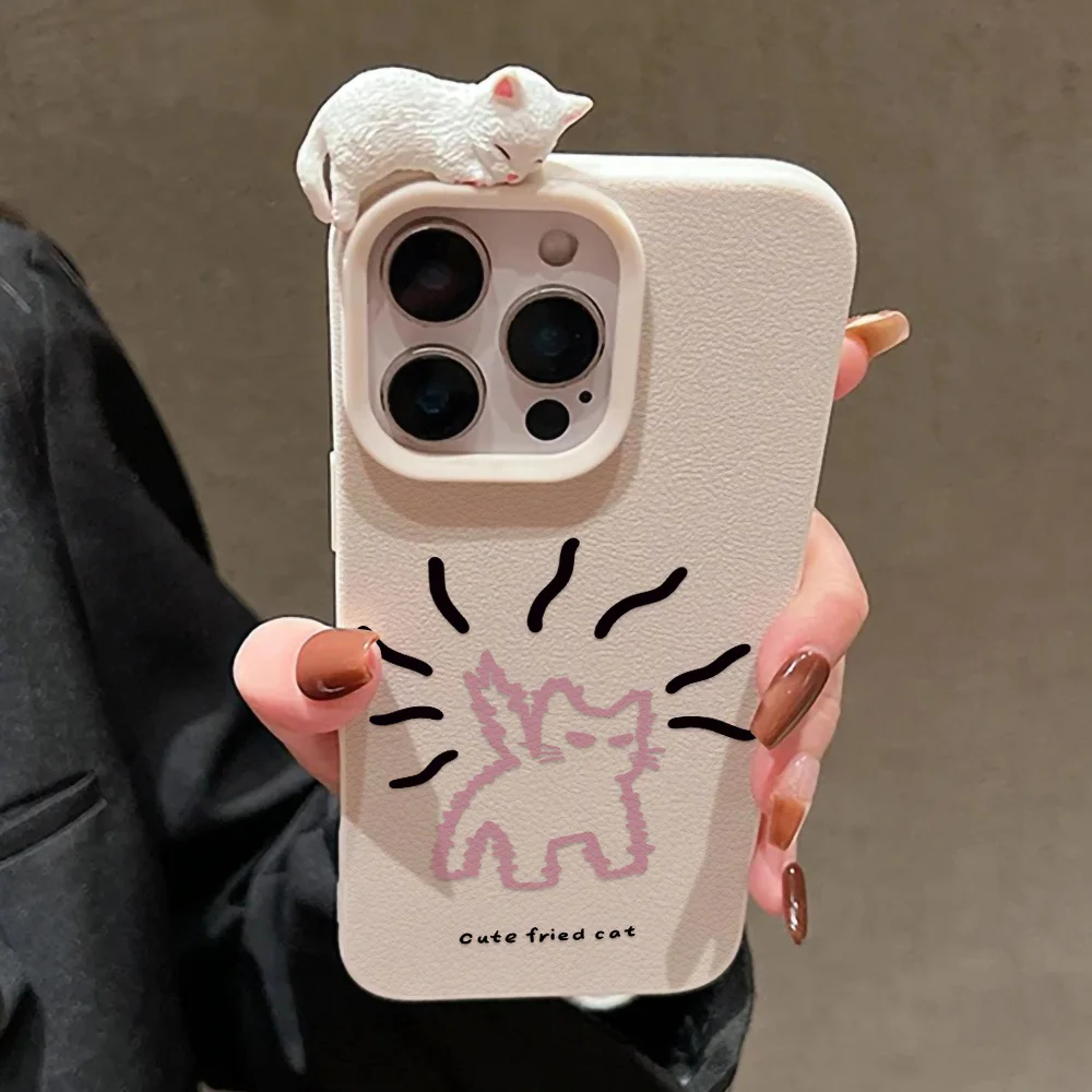 Ins Korea Nette 3D Katze Fall Für iPhone 17 Air 17 16 15 Pro Max 11 12 13 14 Pro Max 14 15 Plus iPhone 17 17 Stoßfest Abdeckung Funda