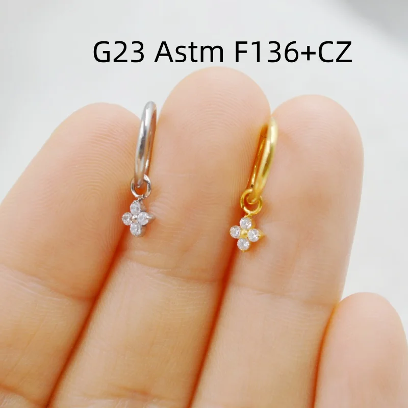 

10 шт. G23 Титан F136 CZ Пупок Нос Перегородка Кликер Шарнирное сегментное кольцо Ушной хрящ Diath Helix Rook Козелок Пирсинг тела