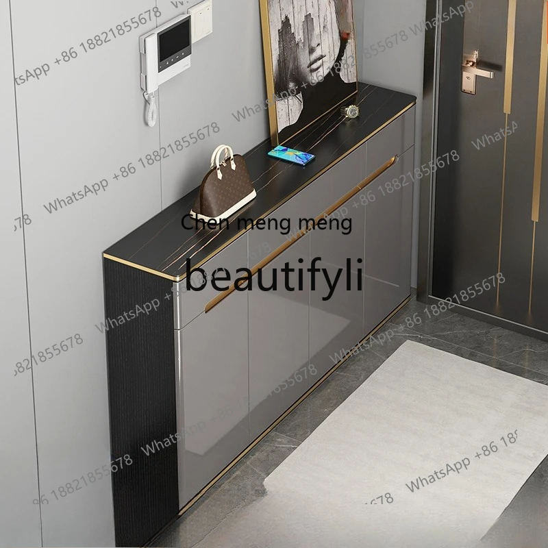 X Large Capacity Shoe Cabinet for Home Entrance, Light Luxury High-End Feel, Integrated Rock Board Storage Cabinet for Entryway
