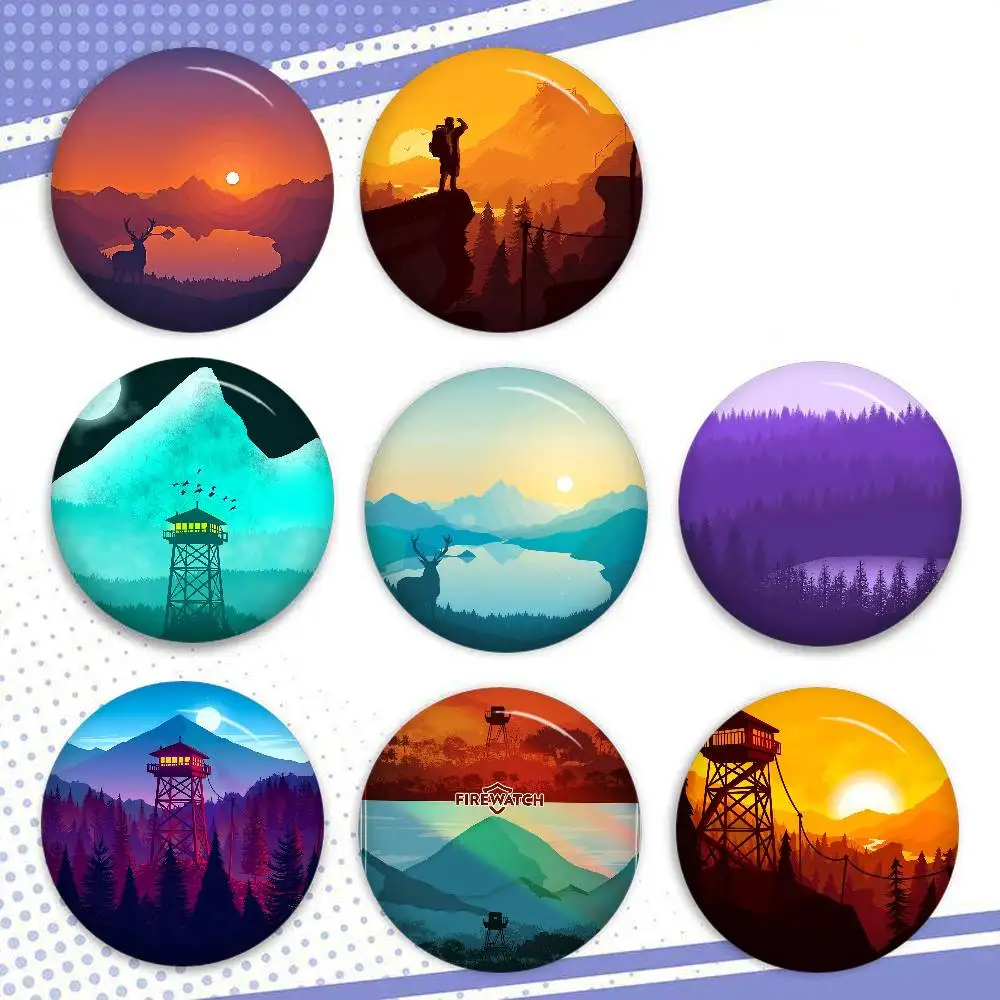 Firewatch Moon Mountain Forest Kreative Weichblech-Anstecknadeln Tier-Icon-Brosche Revers-Rucksack-Abzeichen Accessoires Pin