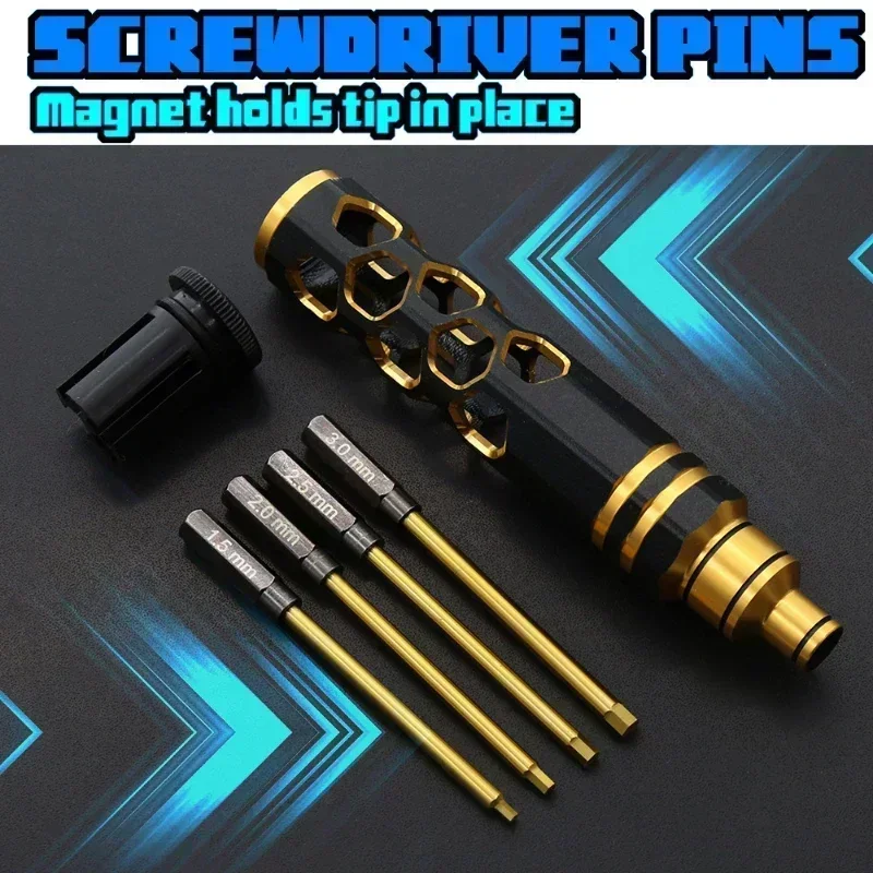 ชุดไขควงหกเหลี่ยม 4 in 1 สำหรับงานซ่อม ชุดเครื่องมือไขควงหกเหลี่ยม สำหรับรถบังคับวิทยุ เฮลิคอปเตอร์ รถยนต์  ขนาด H1.5 H2.0 H2.5 H3.0