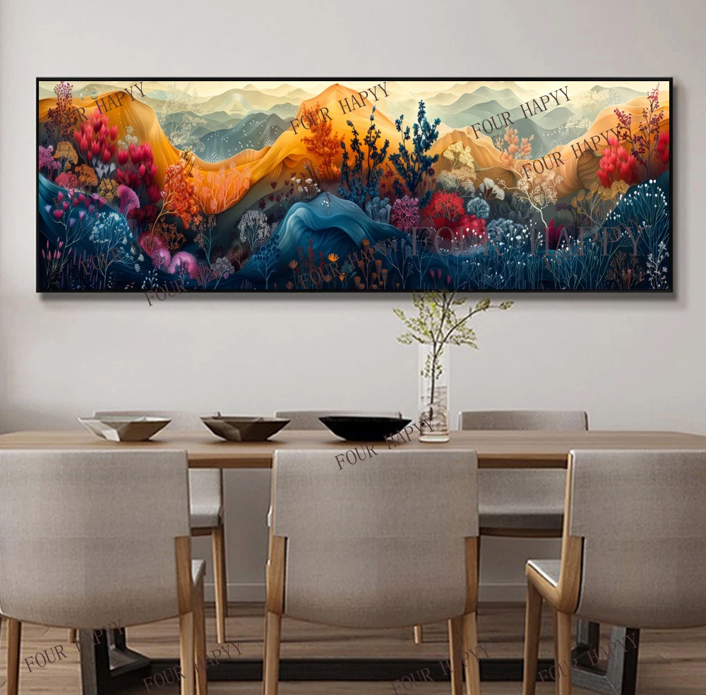 5D DIY Large Diamond Painting Cross Colorful Mountains Flowers Sky Landscape Wall Art, Full Round Drill, Embroidery Home Decor