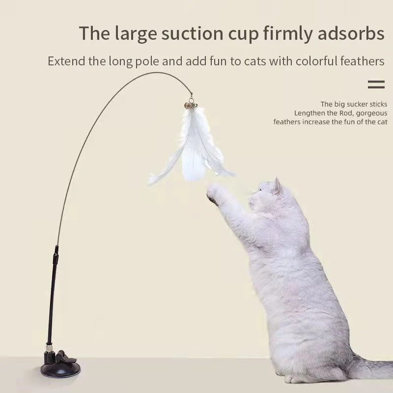 Interactive Cat Toy Funny Simulation Bird Feather with Bell Cat Stick Toy for Kitten Playing Teaser Wand Toy Pet Cats Supplies