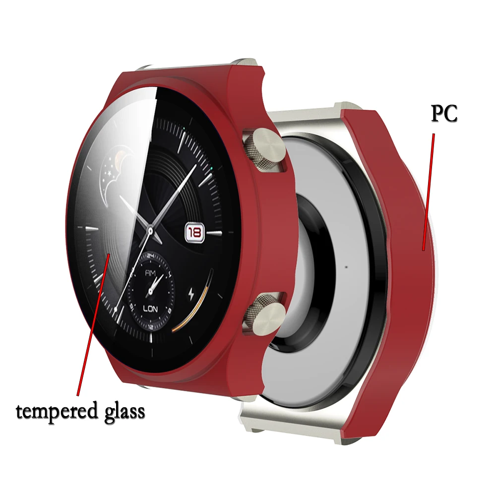 For Huawei Watch GT 2 pro Protective Case With Tempered Glass Film PC Watch Cover Full Screen Protector film