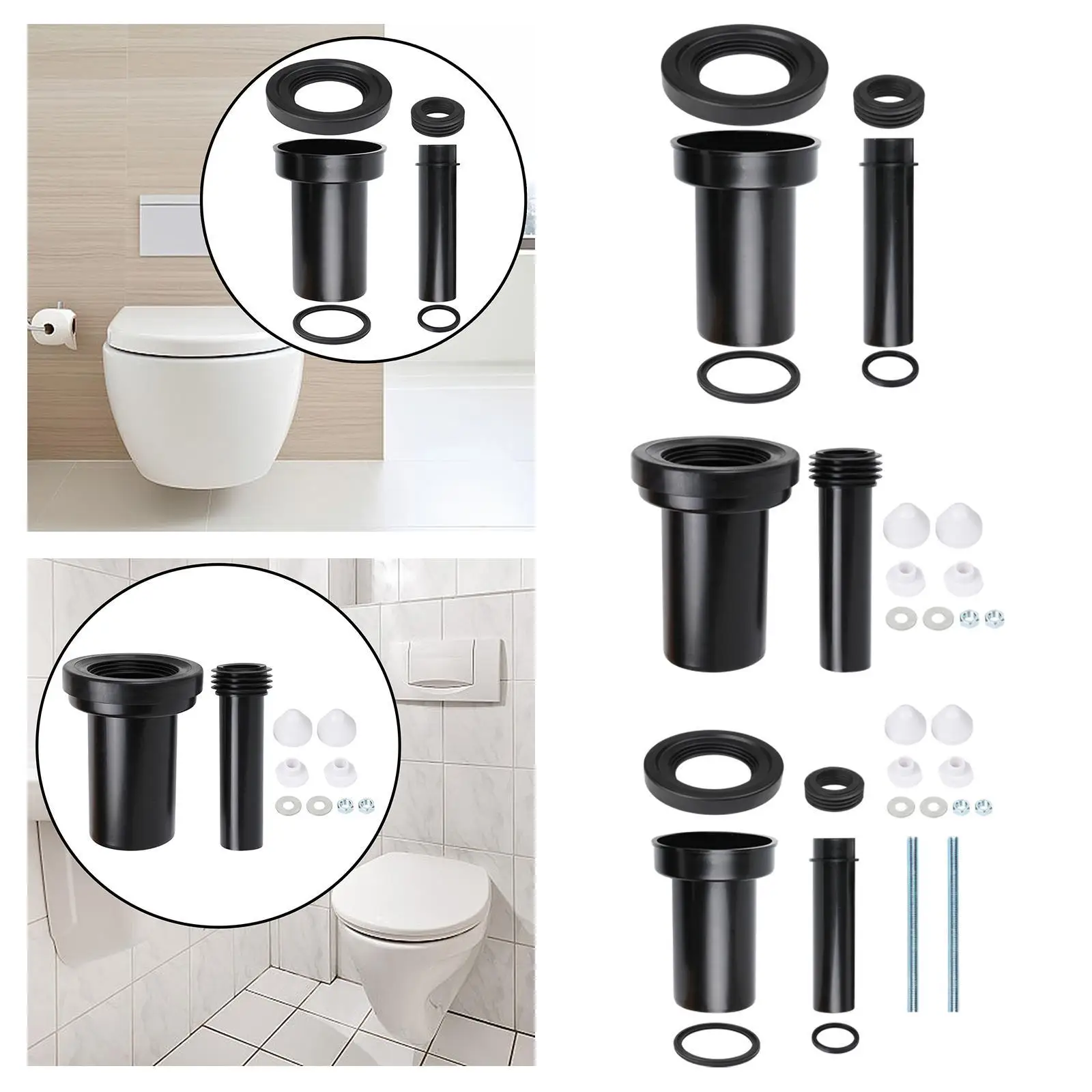 Rubber Toilet Drain Pipe for Wall Mounted Toilet Flush Pipe Replacement Leakproof Seal Gasket Bathroom Pipe Fitting Kit